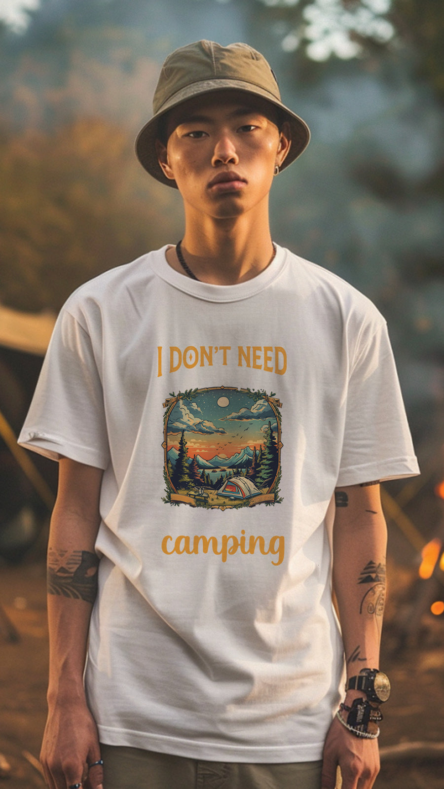 Camping Style T-Shirt, Unisex, Short Sleeve, Designed For Nature Lovers, Cam004