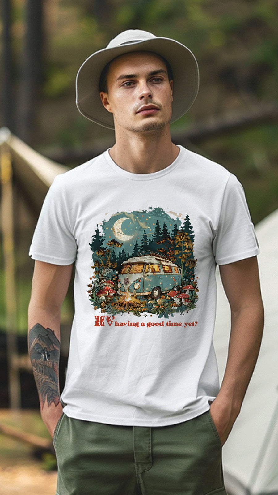 Camping Style T-Shirt, Unisex, Short Sleeve, Designed For Nature Lovers, Cam003